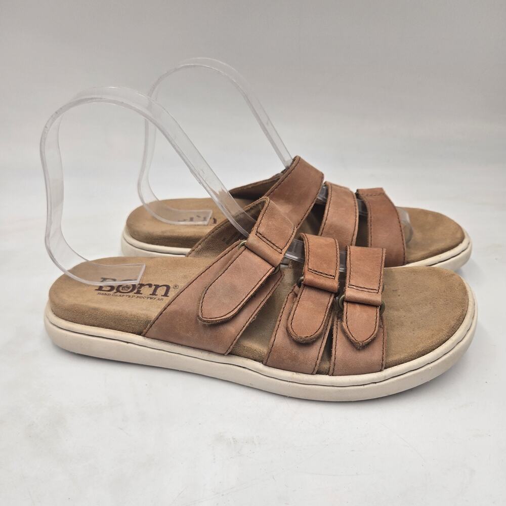 Womens Born Sandals Daintree Slide US 9M Brown Adjustable Straps Leather